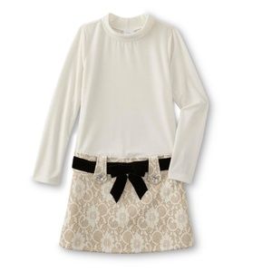 Piper Ivory and Black Lace Casual Dress for Kids